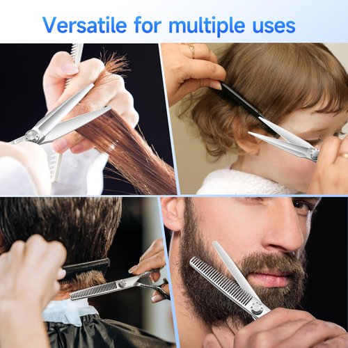 Fenice Peak 6'' Hair Cutting Scissors Set 440C Stainless Steel Barber Shears Kit with Cutting & Thinning Scissors