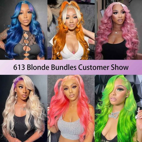 613 Blonde Bundles Human Hair Body Wave Single Bundle 24 Inch 12A Grade 100% Unprocessed Human Hair Brazilian Virgin Hair Weave 613 Body Wave Bundles Machine Double Weft 100G
