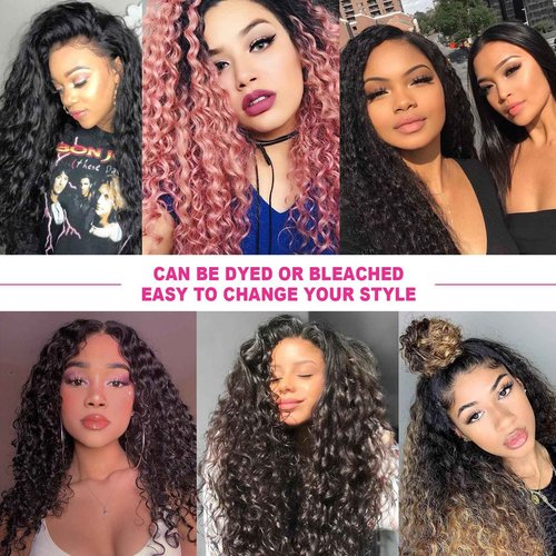 YEECHAEN Water Wave Lace Front Wigs Human Hair 180% Density 13x4 HD Lace Frontal Wigs Pre Plucked with Baby Hair Wet and Wavy Curly Frontal Human Hair Wigs for Women Natural Color (22inch)