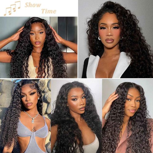 Beauty Queen 16A Raw Hair Water Wave Bundles 14 16 18 Inch 3 Bundles 100% Unprocessed Brazilian Virgin Hair Bundles Quick Weaves Water Curly Hair Extensions Natural Black
