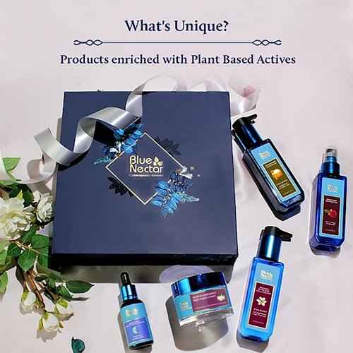 Blue Nectar Indulgent Nature Beauty Gift Set for Women & Men | Face Cream, Serum, SPF Lotion, Face Wash & Rose Face Mist | Gift Box for Birthday, Anniversary & Special Occasions