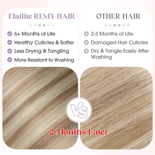 Elailite K Tip Hair Extensions Human Hair Real Remy Hair Ash Blonde & Bleach Blonde 20 Inch U Tip Ktip Utip Keratin Bond Hot Fusion Pre Bonded Hair Extensions for Women 50G 50Strands