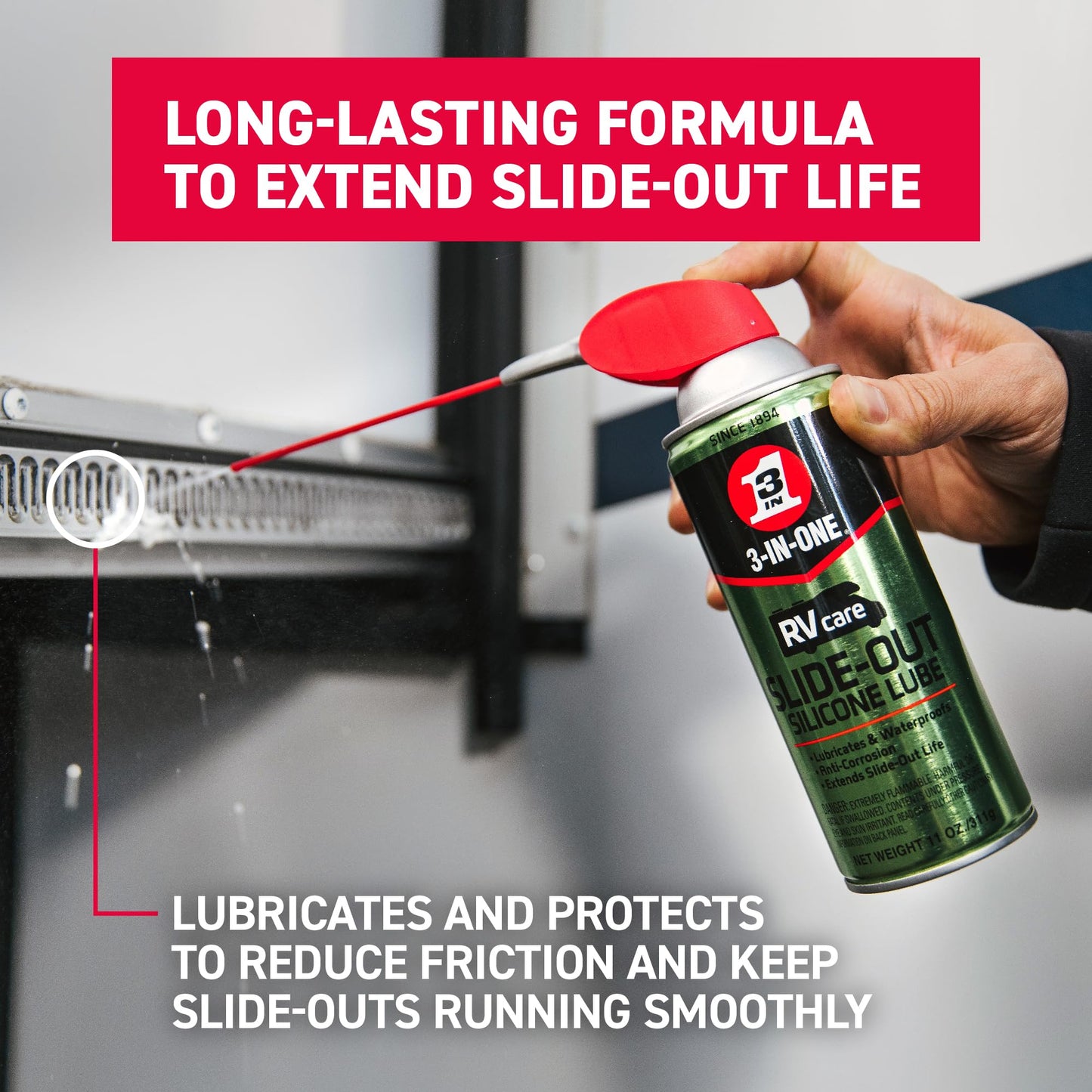 3-IN-ONE RV Care Trio Pack Includes Slide Out Lube 11 oz, Window & Track Lube 10 oz and Rubber Seal Conditioner 11oz.