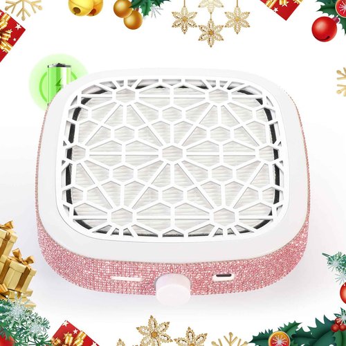 CHRISTINE SHELLY Nail Dust Collector, Cordless Dust Collector Nail Tech, Compact Powerful 6000RPM Nail Vacuum Fan Rechargeable Dust Extractor for Acrylic Gel Polish Manicure Pedicure for Home, Pink