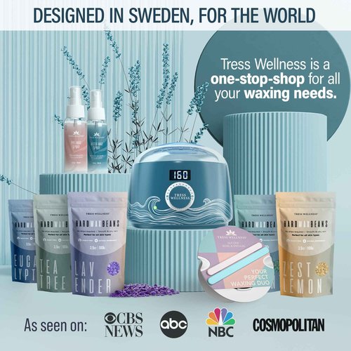 Tress Wellness Blue Wax Warmer Kit with White Wax Melting Bowl