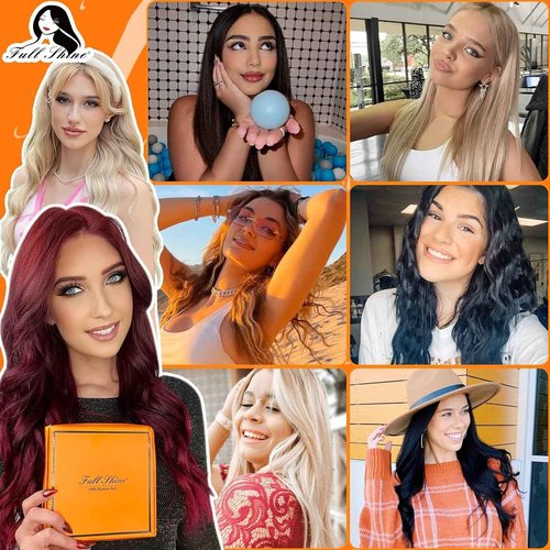 Full Shine Black Tape in Real Human Hair Extensions - 24 & 20 Inch Jet Black Natural - 50Grams Soft Hair Extensions