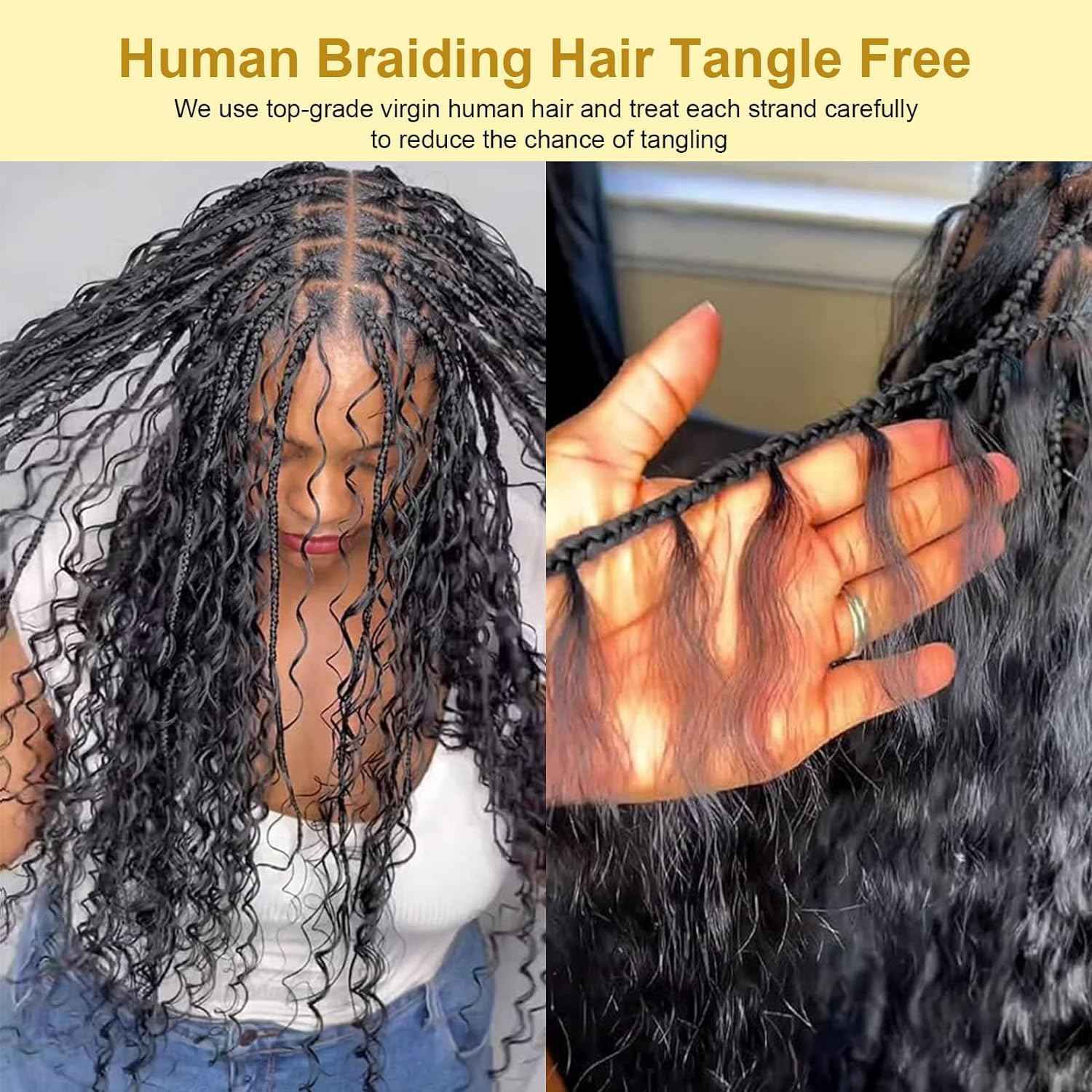Human Braiding Hair 3 Bundles/Pack 150g Water Wave Bulk Hair No Weft 10A Brazilian Virgin Braiding for Boho Braids Wet and Wavy Braids Extensions (18 18 18inch)