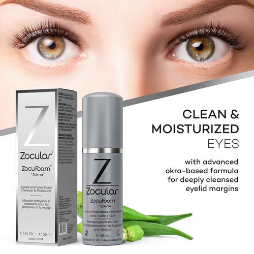 Zocuwipe Eyelid Wipes with Okra Complex - Eyelid Cleanser and Moisturizer Pads 30ct + Zocular ZocuFoam Eyelid Cleanser Bundle