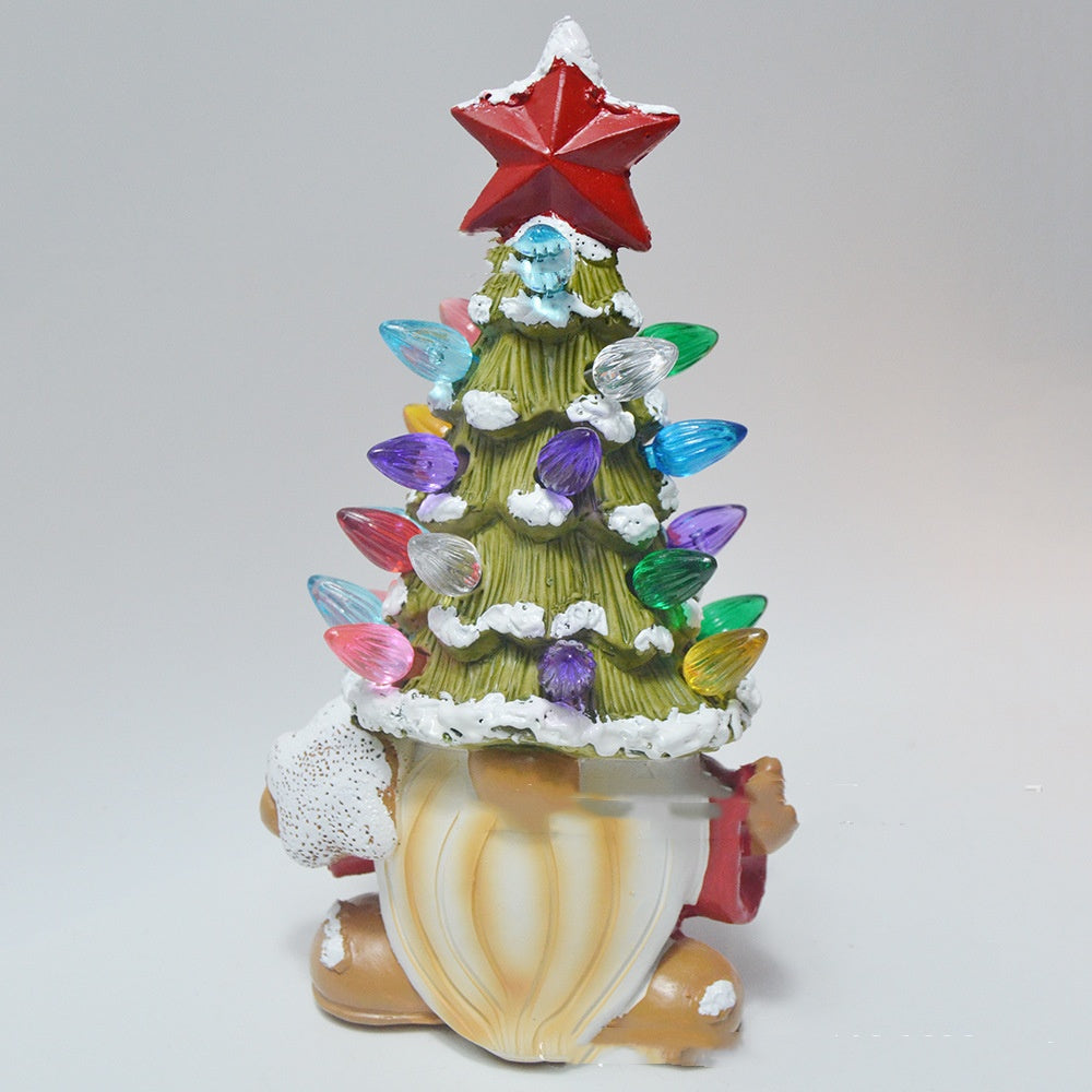 Christmas Tree Resin Ornament with Light - Decorative Holiday Sculpture