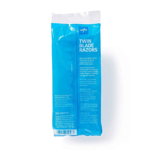 Medline Disposable Facial Razors with Twin Blades, Blue, Case of 500