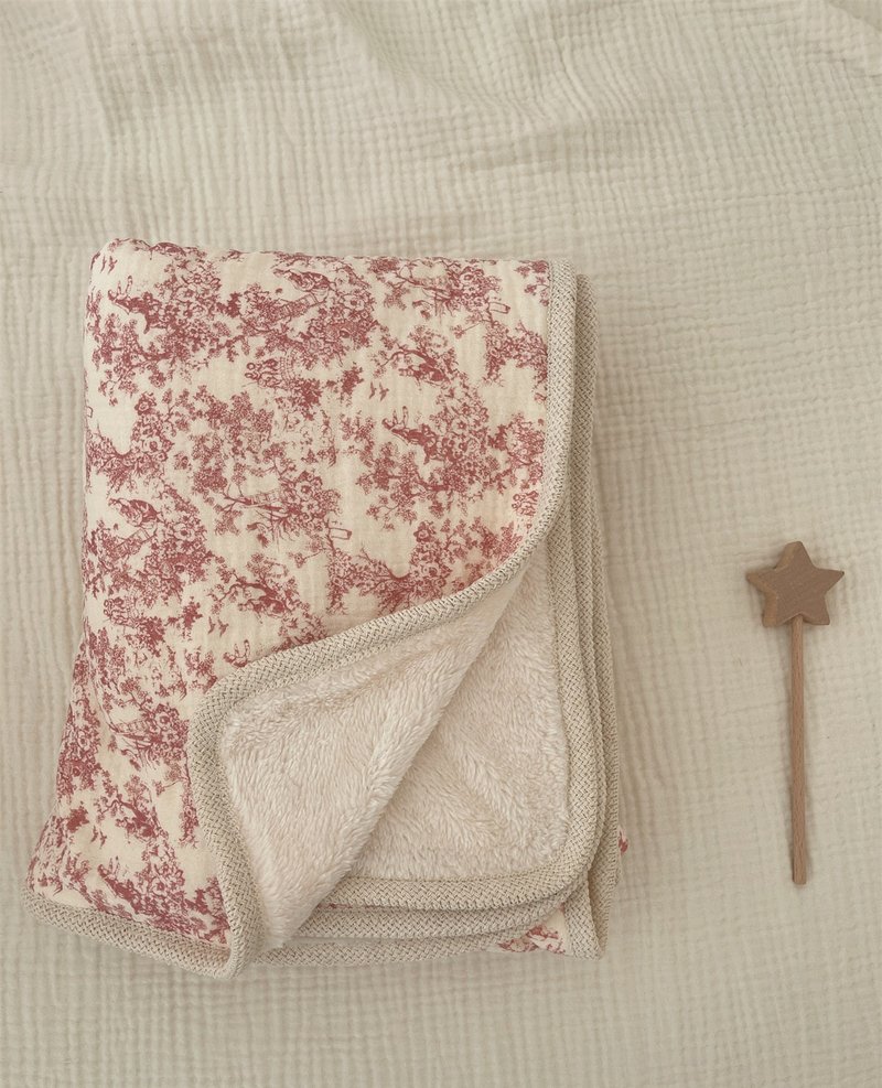 Double Layer Cotton Plush Blanket with Lace Edge - Multi Colors, 90x130cm