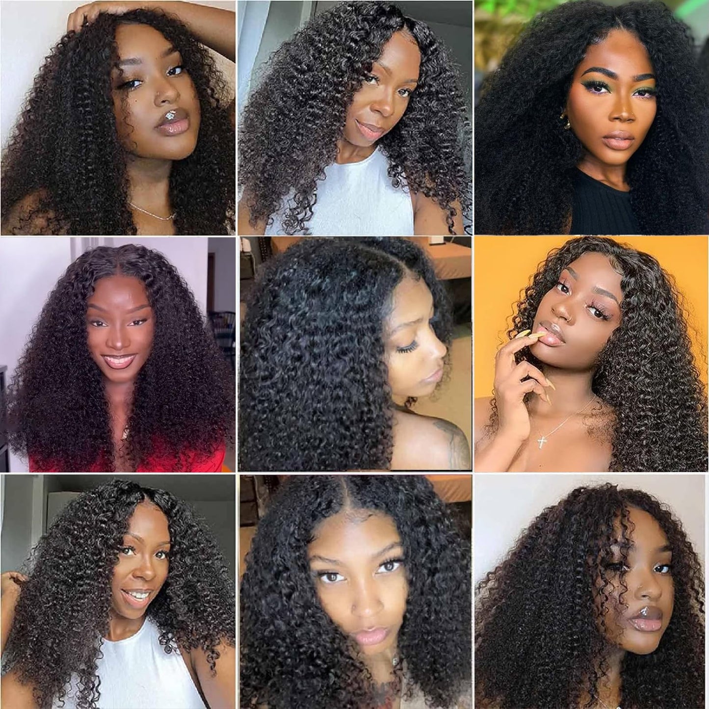 18 Inch V Part Wig Human Hair Curly,V Part KinkyCurly Wig for Women,Glueless Elastic Drawstring No Leave Out No Sew in Upgrade U Part Full Head Clip in Natural Black 12A Human Hair 200% Density