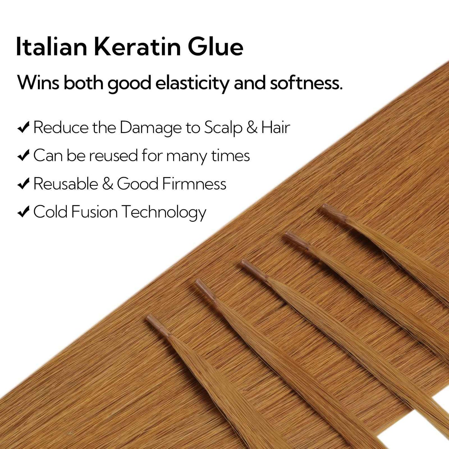 HOTBANANA I Tip Hair Extensions Human Hair, 18 Inch 50g 50s Auburn Ginger Pre Bonded ITip Hair Extensions Cold Fusion I Tip Extensions Straight I Tips Hair Extensions