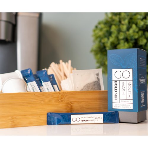 Bold Mint GO Travel Size Mouthwash Packets - Bulk Individual Mini Mouthwash Packets - Perfect Travel Size Toiletries for Guest Bathrooms - Alternative to Breath Strips and Spray, Alcohol and Dye Free
