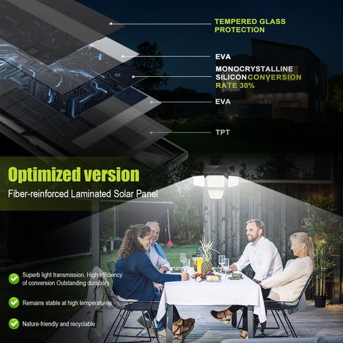 daphino 3000LM Solar Lights Outdoor with Motion Sensor,4 Head 270° Wide Angle Street Area Lights,IP65 Waterproof Security Lighting with 3 Modes(Remote,2 Pcs)