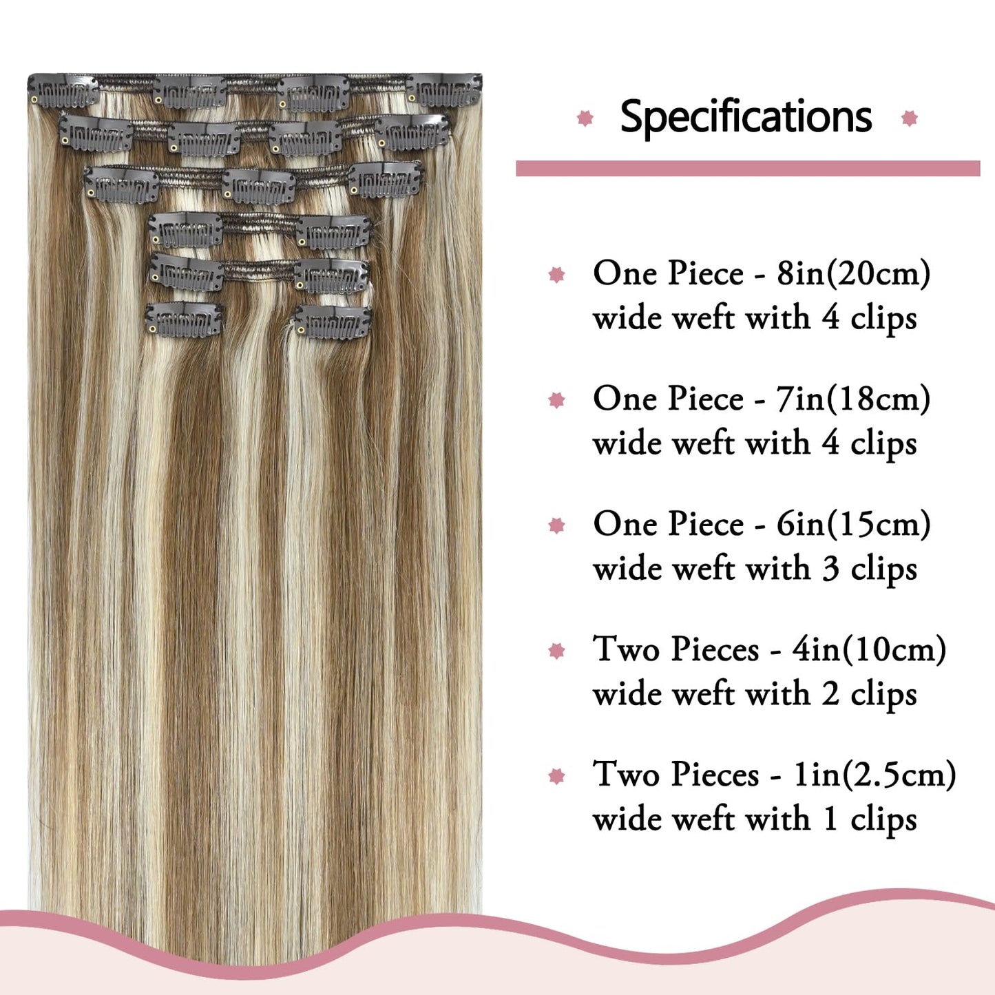 HUAYI Clip In Hair Extensions - Ash Blonde Mixed Platinum Blonde 120g 22 Inch, Real Human Hair Extensions for Women, Premium Quality Hair Extensions Real Human Hair for a Natural Look