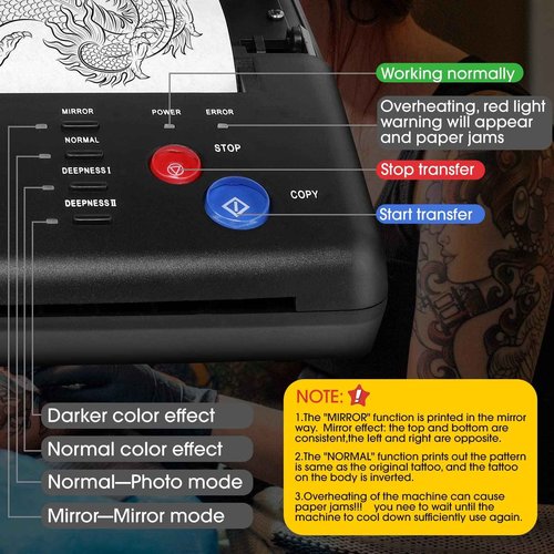 GVOTPLOP Tattoo Stencil Transfer Copier Printer with 20pcs Free Stencil Transfer Paper, Thermal Copier Printer Tattoo Kit