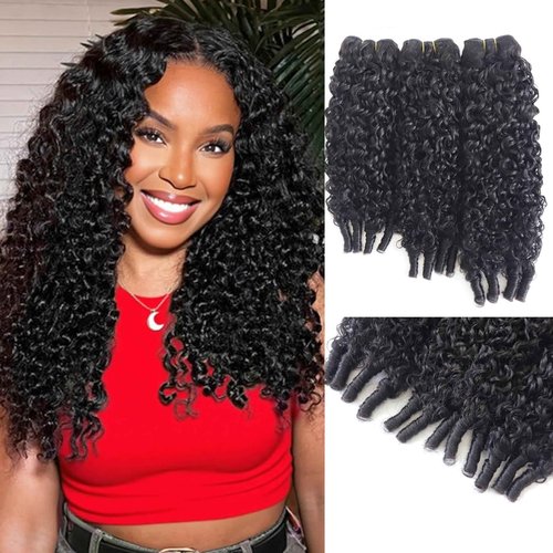 Burmese Curly Bundles Human Hair 18 20 22 Inch 3 Bundles 100% Unprocessed Quick Weave 3c4a Burmese Raw Hair Extension Real Human Hair Water Wave with Spiral Curly End Natural Black