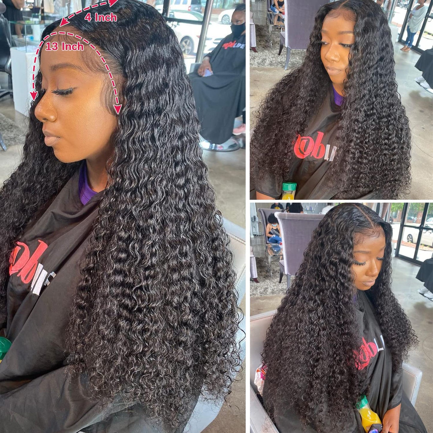 13x4 Deep Wave Lace Front Wigs Human Hair Pre Plucked Lace Frontal Deep Wave Lace Frontal Wigs for Black Women 180 Density Glueless Brazilian Front Lace Wigs (22inch)