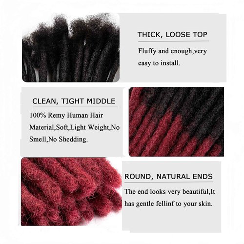 12 inch 50 Strands Loc Extensions Human Hair, 0.6cm Pencle Size Dreadlock Extensions Human Hair for Women Men Kids Full Handmade Permanent Dreads Locs,bug