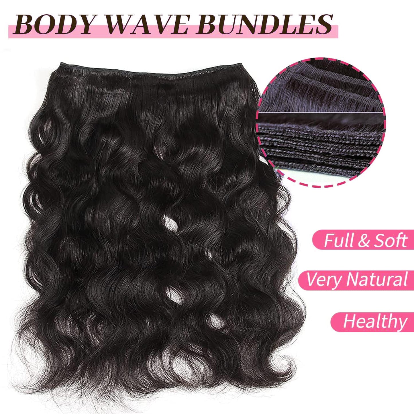 Hswpawk Human Hair Bundles 18 18 18 Inch Body Wave 3 Bundles Human Hair 12A Grade 100% Unprocessed Brazilian Virgin Hair Bundles Human Hair Extensions for Women Natural Black Color