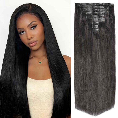 LUVME HAIR Hair Extensions Real Human Hair Fullness with 1 Pack 135g Silky Straight Clip in Hair Extensions 9pcs 20clips 18 inch Hair
