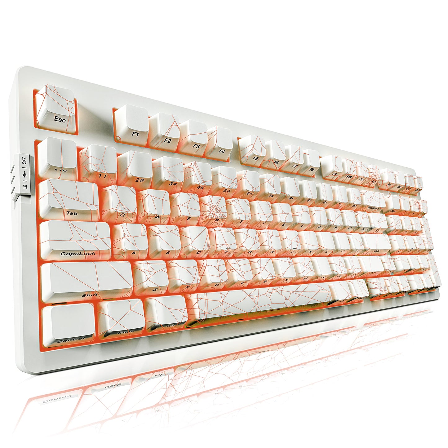 ZORNHER ZH980 Wireless Mechanical Gaming Keyboard,95% White Hot-Swappable Custom Creamy Keyboard with Number Pad,Shine Through Spider Web PC Keycaps, Pre-lubed Linear Switches,RGB Backlit