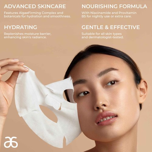 Arbonne Radiance Face Sheet Mask - Sheet Face Mask with Niacinamide for Dry and Dull Skin, Enhance Brightness, Tone, Smooth and Hydrate Skin - 5 Pack