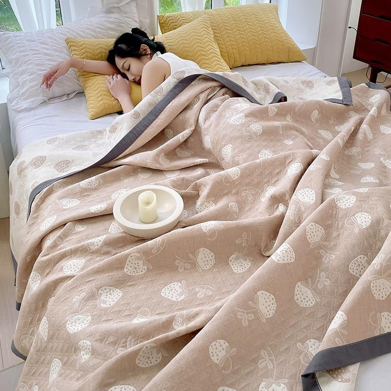 Cotton Three-Layer Office Nap Shawl — Multi-Size & Pattern Options