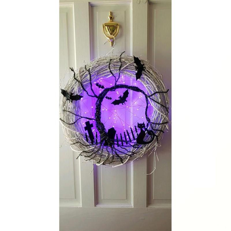 Luminous Entrance Corridor Cross Decoration - Simulation Wreath 37cm
