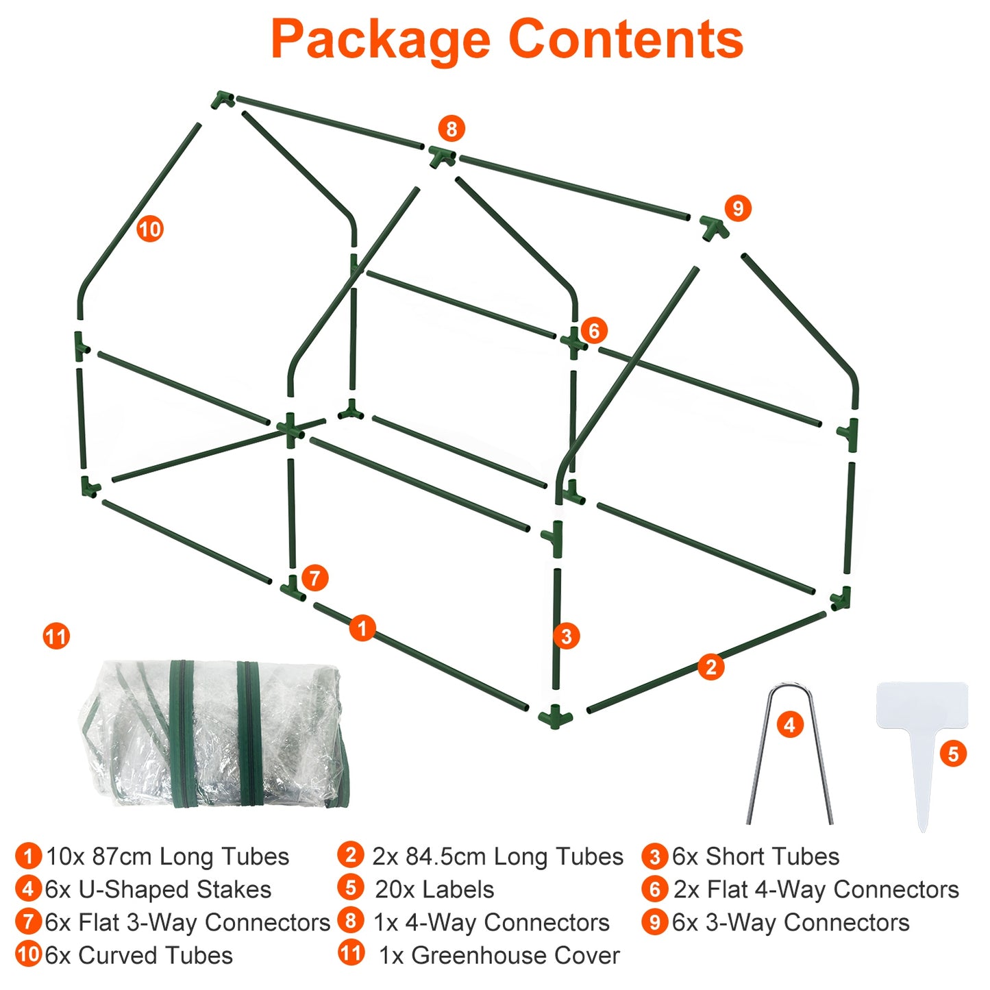 Portable Mini Greenhouse 70x33x37in with Roll-Up Zipper Doors Waterproof UV Cover