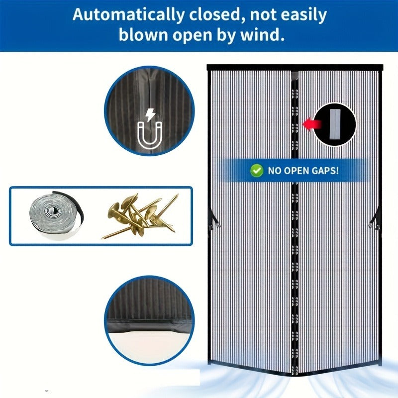 Magnetic Mosquito Screen Door - Diamond Mesh, No Drilling, Breathable Insect-proof Mesh