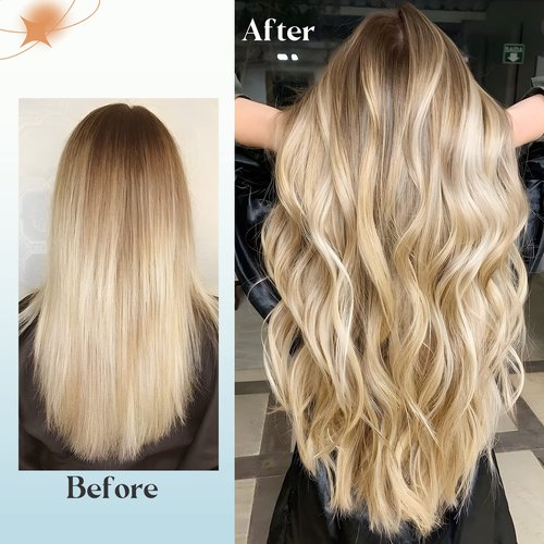 Elailite Clip in Human Hair Extensions, 125g 16 Inch 7pcs #16P22 Light Blonde Highlighted Golden Blonde 100 Real Human Hair, Double Weft Soft Natural Straight Brazilian Remy Human Hair for Women