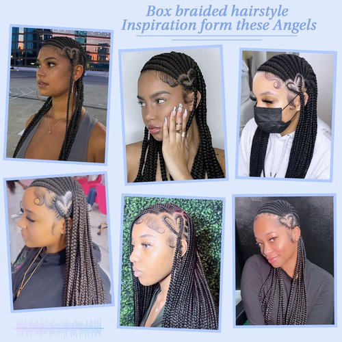 Kalyss 39 Inch Lemonade Box Braided Wigs for Black Women Synthetic Doulble Ful Lace Unique Heart Look Braided Lace Frontal Wig with Baby Hair for Women