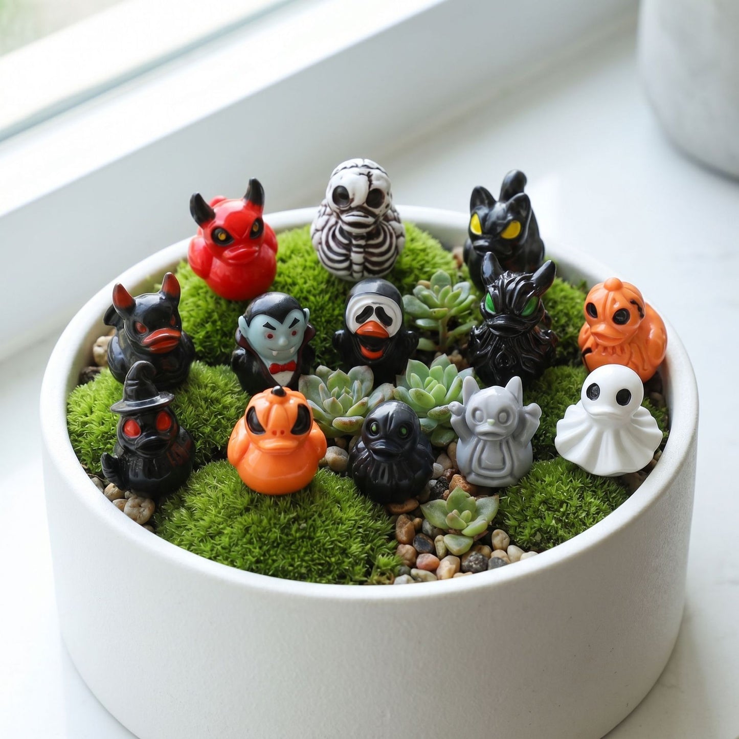 Halloween Ghost Duck Decoration Set - Resin Festive Party Decor