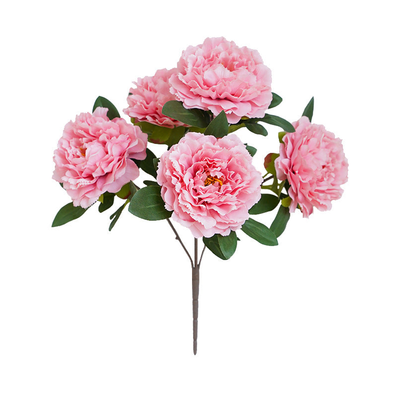 Artificial Flower Peony Bouquet 5-Head Silk Flower Arrangement for Home & Wedding
