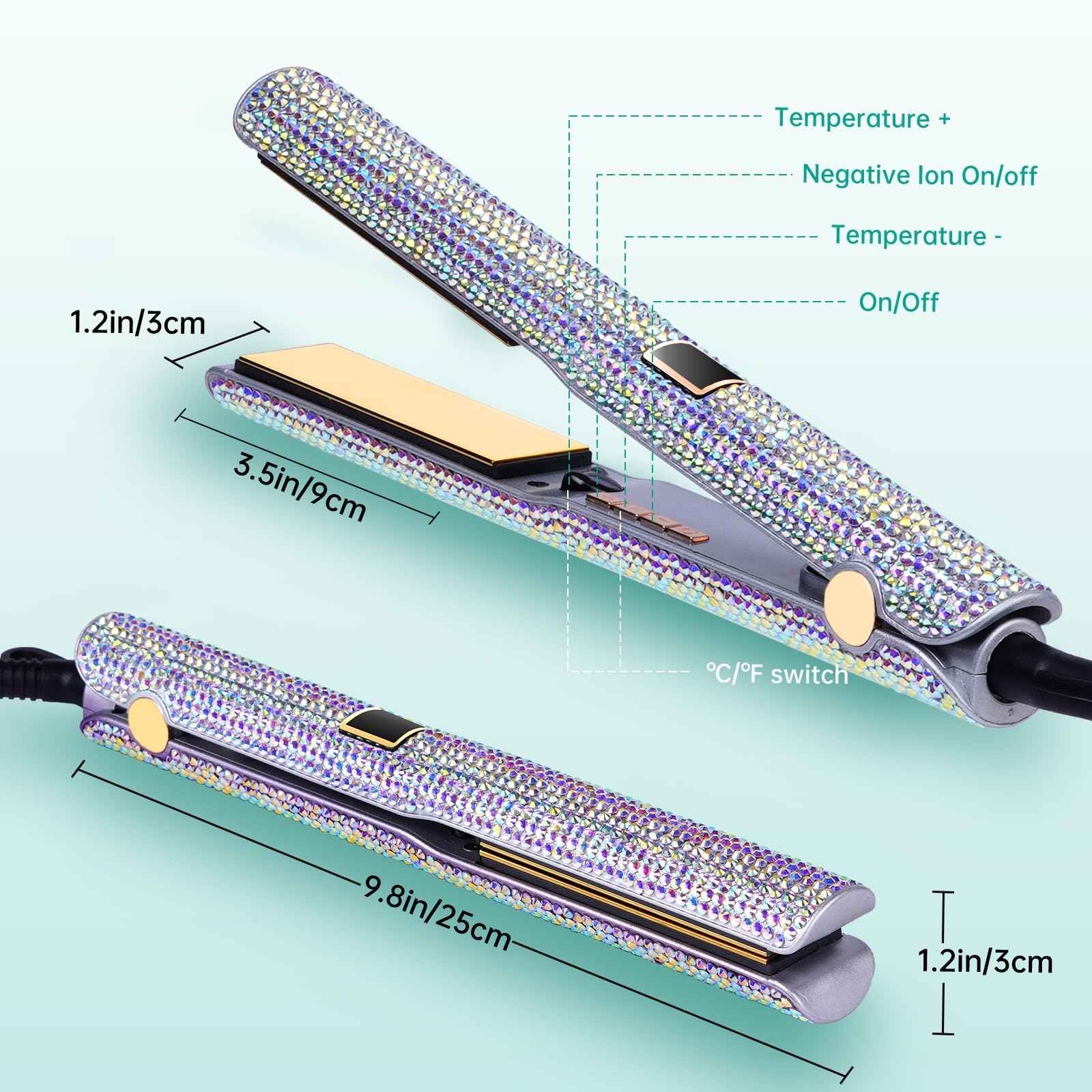 Pro Flat Iron, 2-in-1 Hair Straightener & Curler, Professional Titanium Hair Straightening Curling Wand, Fast Heating, Salon-Grade Effect, 122-500F Adjustable Temp, LED Display, UL Certified
