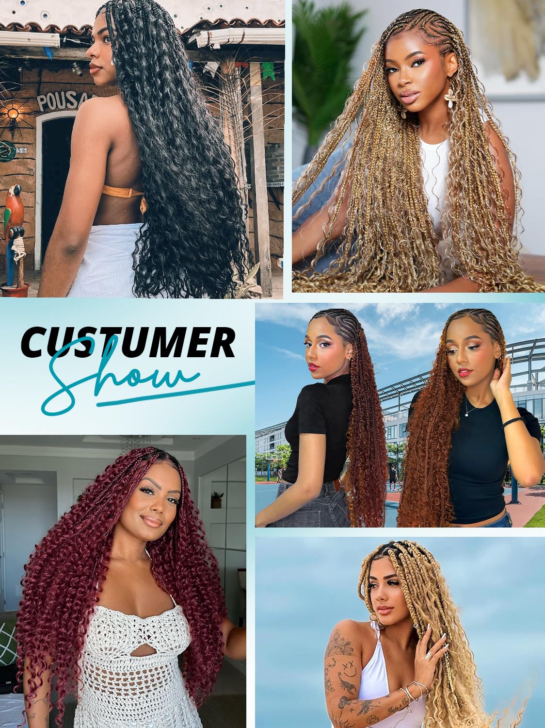 160g 5 Bundles/Pack Human Braiding Hair for Boho Braids 24 Inch Curly Boho Hair for Braiding Knotless 12A Deep Wave Bulk Bohemian Natural Black