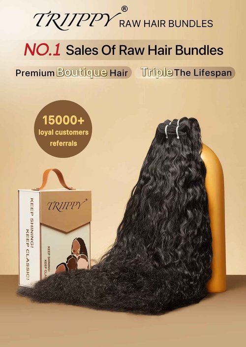 TRIIPPY Raw Water Wave Human Hair Single Bundle,Triple Lifespan Than Regular Virgin Hair No.1 Sales Of Raw Hair Bundles(14 Inches) Keep Soft and Smooth After Multiple Washes 100% Indian Raw Hair