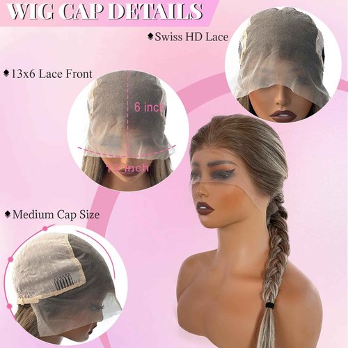 Valiilo 13x6 HD Lace Front Wig Human Hair Balayage Highlight 180% Density 22 Inch Free Part Ombre Brown to Ash Brown Human Hair with 613 Blonde Highlights Wig Pre Plucked