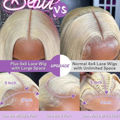 SIYUSI 30Inch 613 Lace Front Wig Human Hair,5x5 HD Transparent Lace, 200% Density Straight Brazilian Blonde Wig, Pre-Plucked with Baby Hair