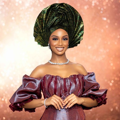 Nigerian Women's hat Folding Fan African Headscarf hat,African headpiece Auto Gel Headwear,Suitable for Weddings Parties (Green)