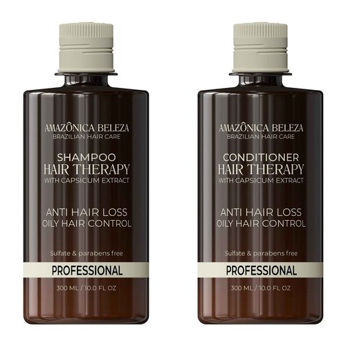 Hair Therapy Shampoo & Conditioner Set for Stronger, Thicker Hair - Professional Anti-Hair Loss and Oil Control, Hydrates and Adds Shine, Paraben-Free, Silicone-Free