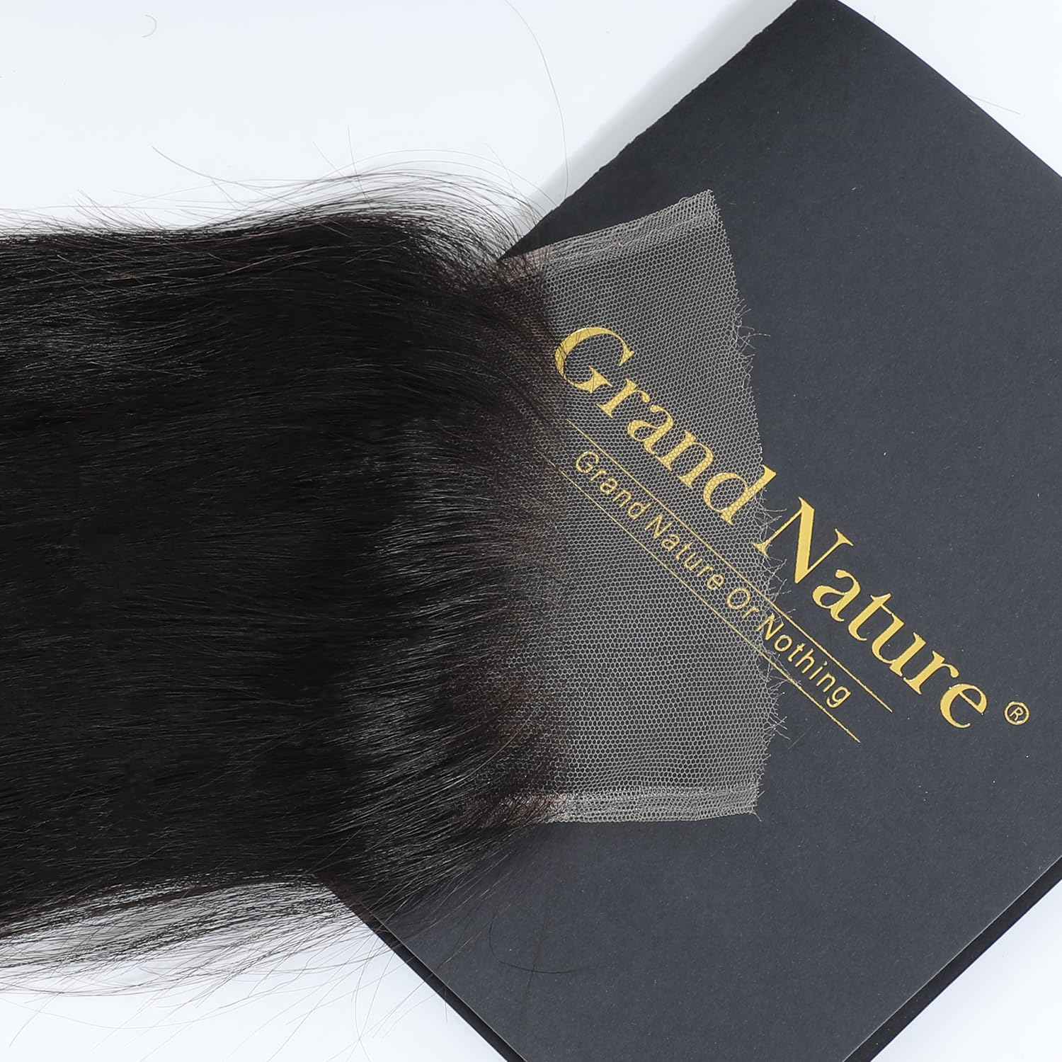 Grand Nature 5x5 HD Lace Closure, Virgin Human Hair Lace Closure Straight, Pre Plucked Natural Hair Line With Bleachable Knots