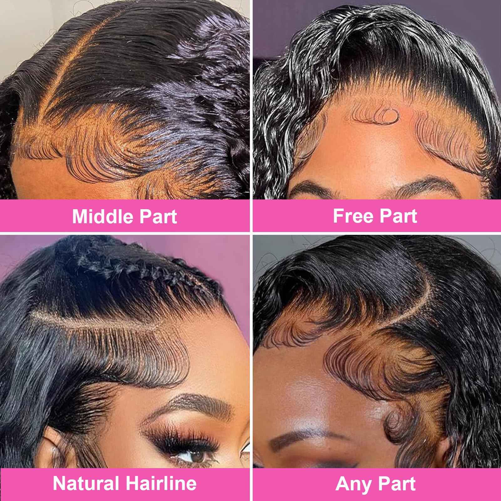 28 Inch Deep Wave Human Hair Lace Front Wig for Women 13x4 HD Transparent Lace Frontal, 180% Density Glueless, Pre - Plucked with Baby Hair in Natural Color