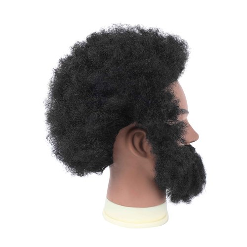 Stancia 6’’ Afro Male Mannequin Head with Beard, Manicans Full Head Real Hair for Hairdresser Barber, Manikin Head for Practice Styling Cornrow Braiding with Clamp Stand