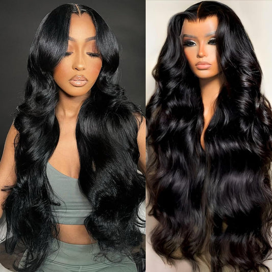 Pevrvfe 13x6 HD Lace Front Wigs Human Hair 30 Inch Body Wave Lace Front Wigs Human Hair Pre Plucked 200 Density Natural Color Glueless Wig for Black Women