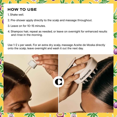 Ceremonia Scalp Power-Duo Aceite de Moska & Scalp Masajeador Aloe Vera Babassu Castor 2 Fl Oz 60 mL