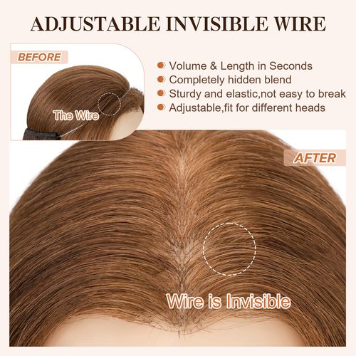 Halo Hair Extensions Real Human Hair,S-noilite 100% Wavy Human Hair Halo Extensions for Women,65g/16inch 02 Dark Brown