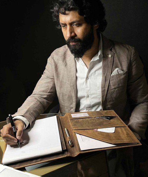 Leather Business Portfolio by Rustic Town | A4 Conference Folder Gift for Men & Women | Handmade Durable Leather Padfolio 3 + 1 Sleeves for Documents and Notepad